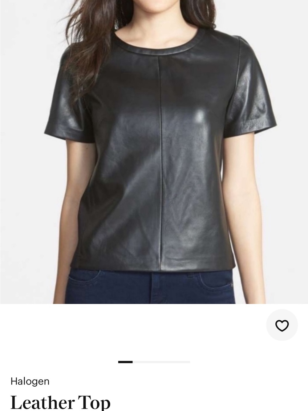 Halogen Black Short-Sleeve Leather Tee